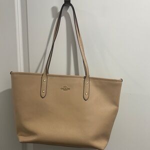 Coach Beige Leather Tote Bag